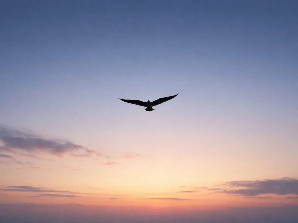 Bird silhouetted in flight against a dawn sky, suggesting a spiritual near-miss message.