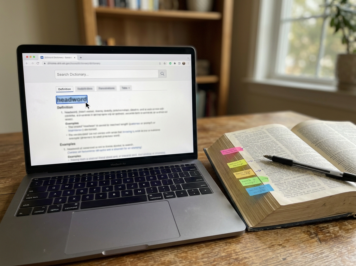 Laptop and reference books workflow for confirming a bird name spelling