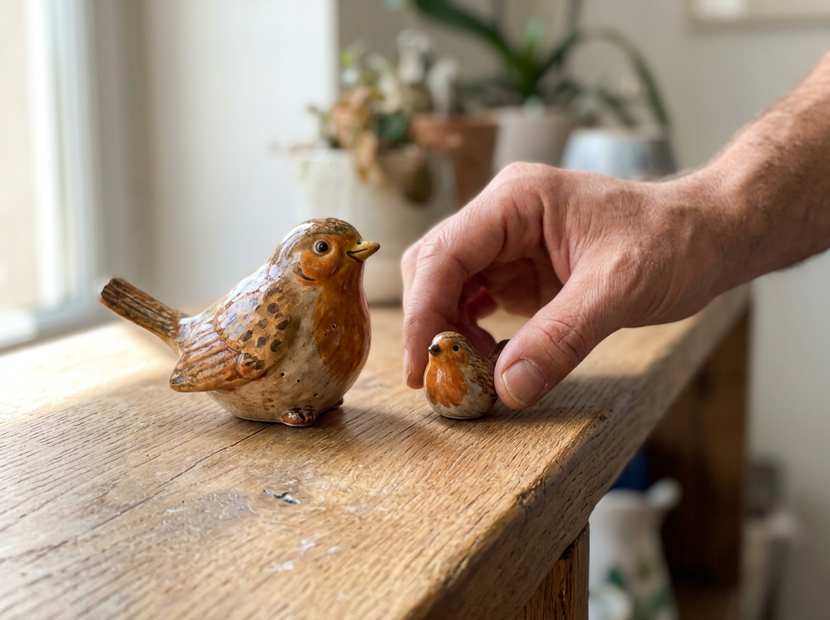 Two ceramic birds showing the “little bird” concept for uccellino.