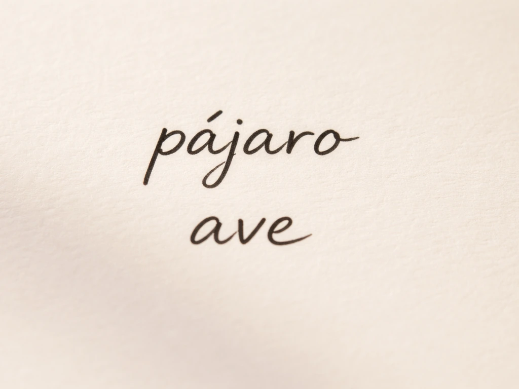 Close-up handwriting showing “pájaro” with visible accent over a and “ave” below.