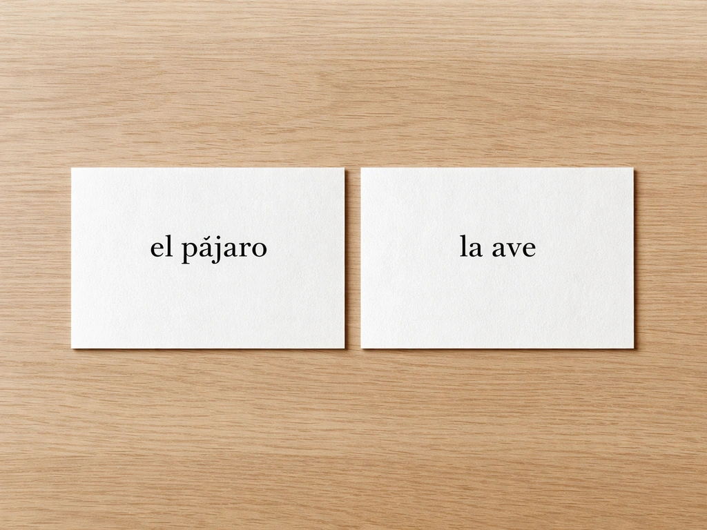 Two paired Spanish phrase cards showing masculine and feminine articles in simple, minimal setting