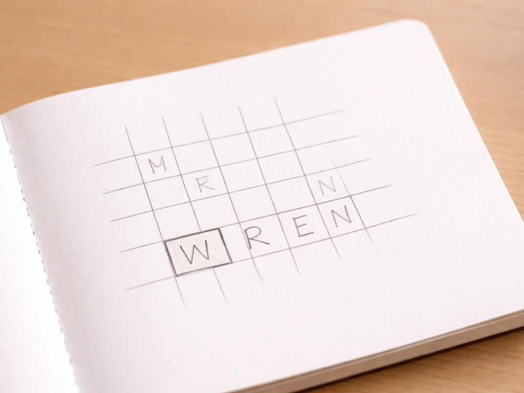 Minimal puzzle-grid setup showing four-letter answer slots and crossing constraints with letters W, R, E, N.