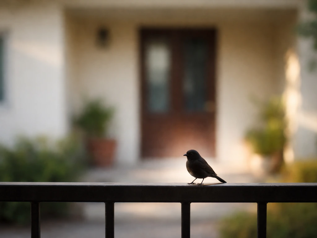 A small generic bird perched near a house facade, hinting at a home-associated “ghar” bird topic.