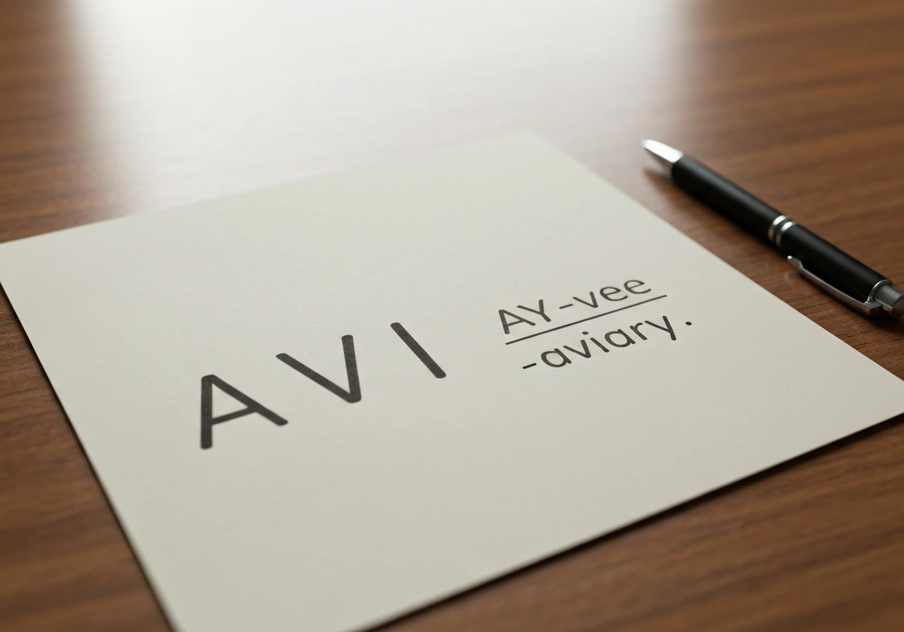 Minimal photo of a hand-written paper showing the prefix AVI- and a small phonetic cue like AY-vee