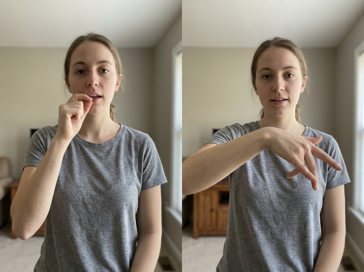 Side-by-side hands comparing ASL BIRD vs ASL FLY confusion (different motions)