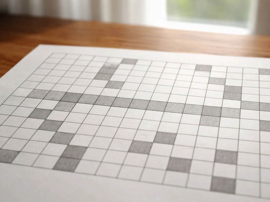 Close-up of a simple crossword-style grid with a highlighted 13-letter empty row and crossing squares