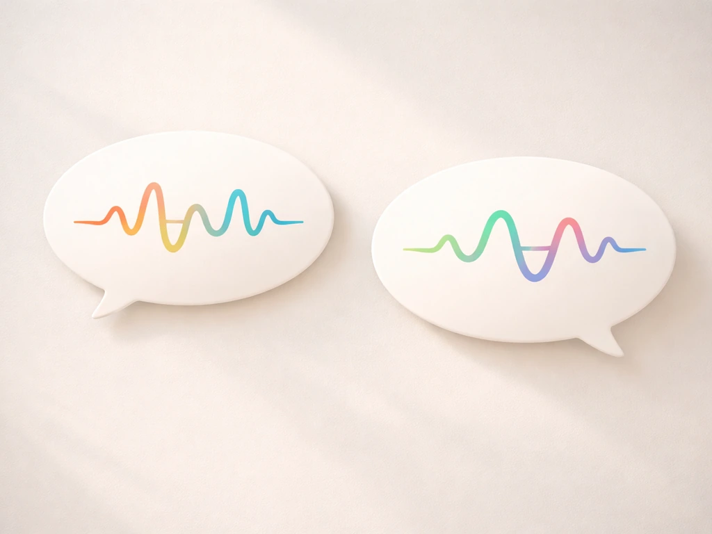 Two small speech bubbles meeting, suggesting two words that sound alike but mean different things.