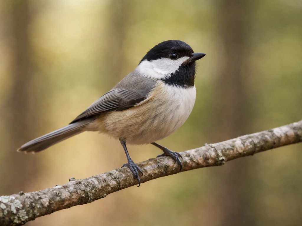 Small bird perched on a branch in an alert side profile with a softly blurred background.