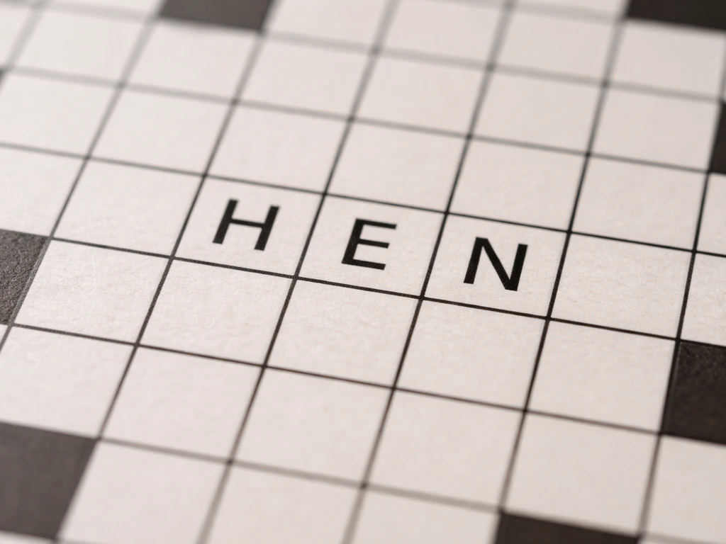 Close-up of a small crossword grid showing H, E, N in three consecutive cells.