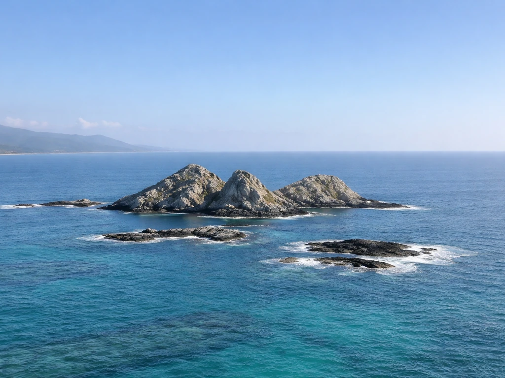 Wide ocean view of small rocky islets off Oʻahu, surrounded by blue water in a bird sanctuary setting.