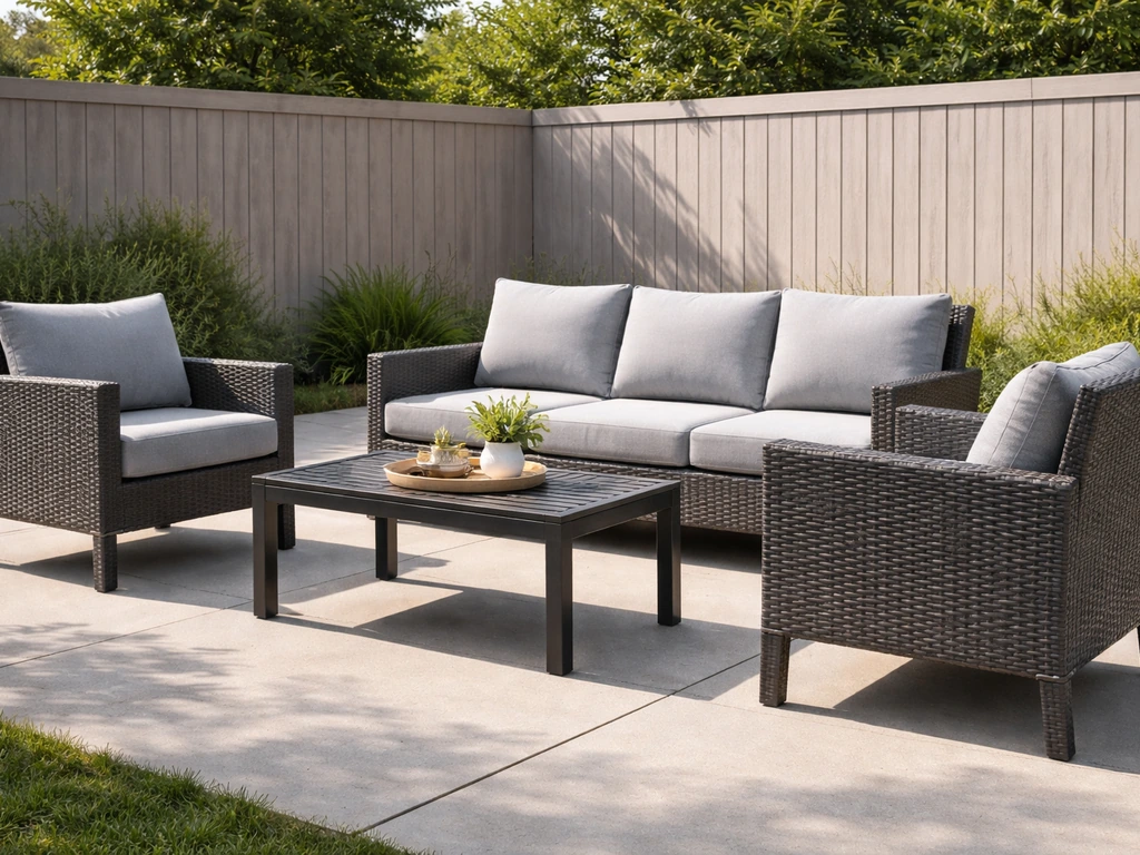 A sturdy Best Choice patio furniture set on a clean outdoor patio in bright natural light.
