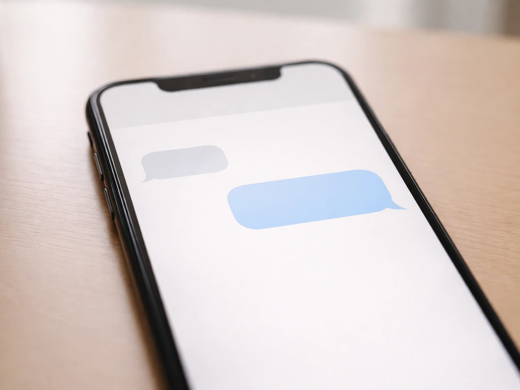 Minimal scene with two anonymous chat bubbles suggesting calm clarification and a gentle boundary response.