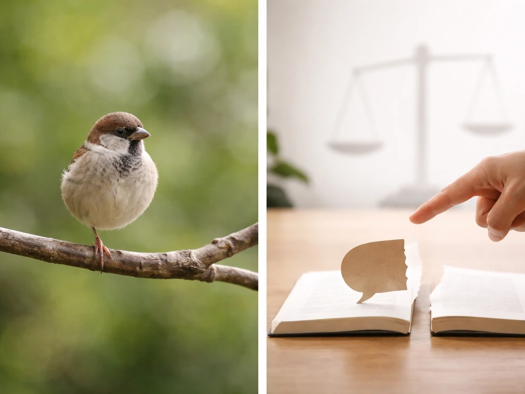 Two-panel image: left shows a one-legged bird; right shows a hand pointing at a one-sided argument metaphor.
