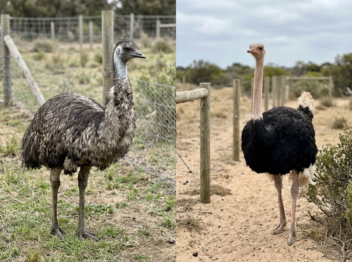 Emu vs ostrich comparison highlighting different flightless birds