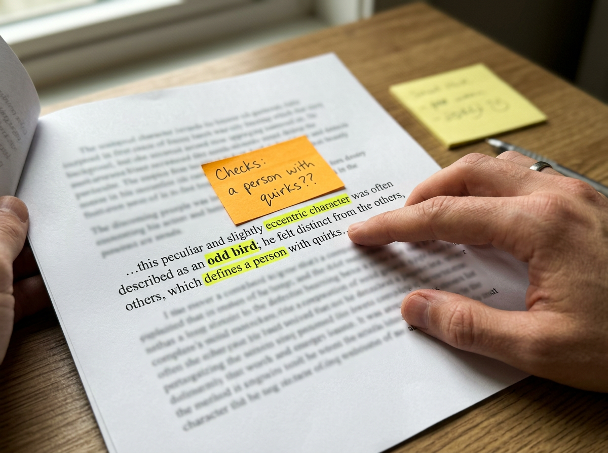 Context clues highlighted in a sentence about an odd bird