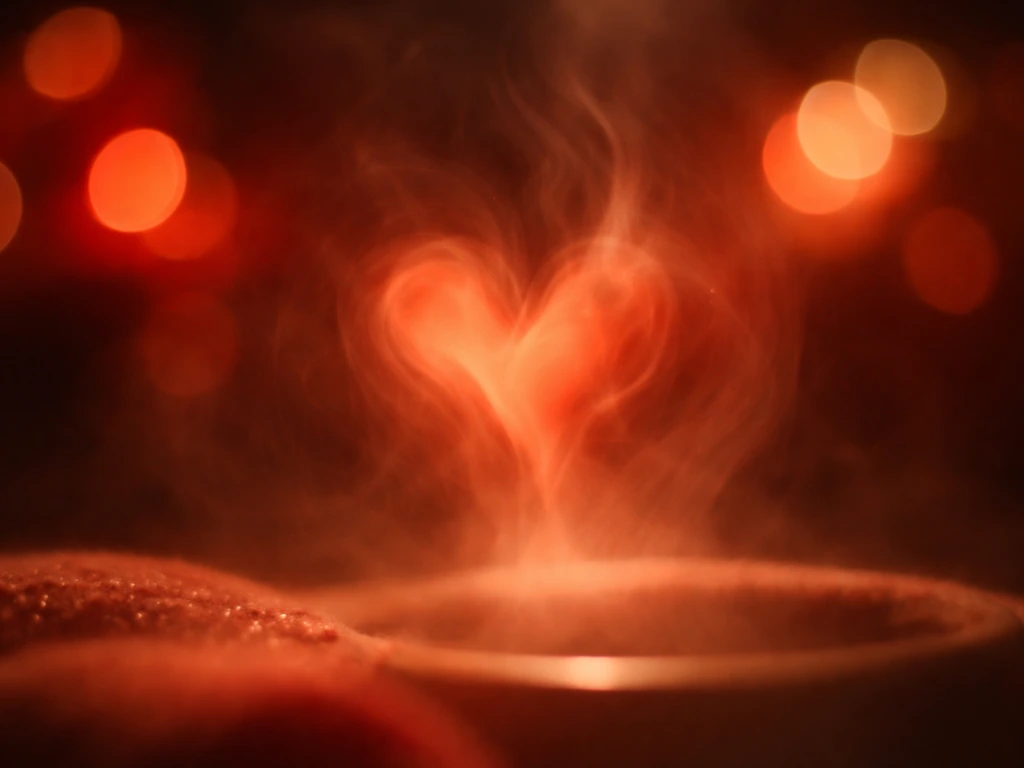 Close-up of a steamy red-orange heat icon made from blurred lights, signaling “sexually/romantically attractive.”