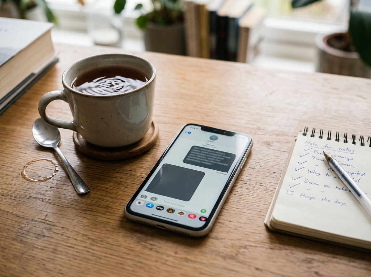 Phone drafting and sending a friendly reply to a teasing phrase.
