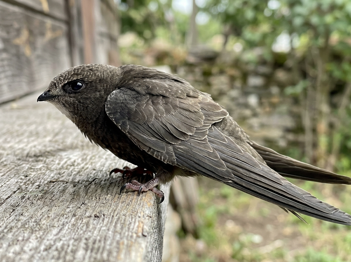 Close-up showing a swift’s tiny weak legs and long narrow wings
