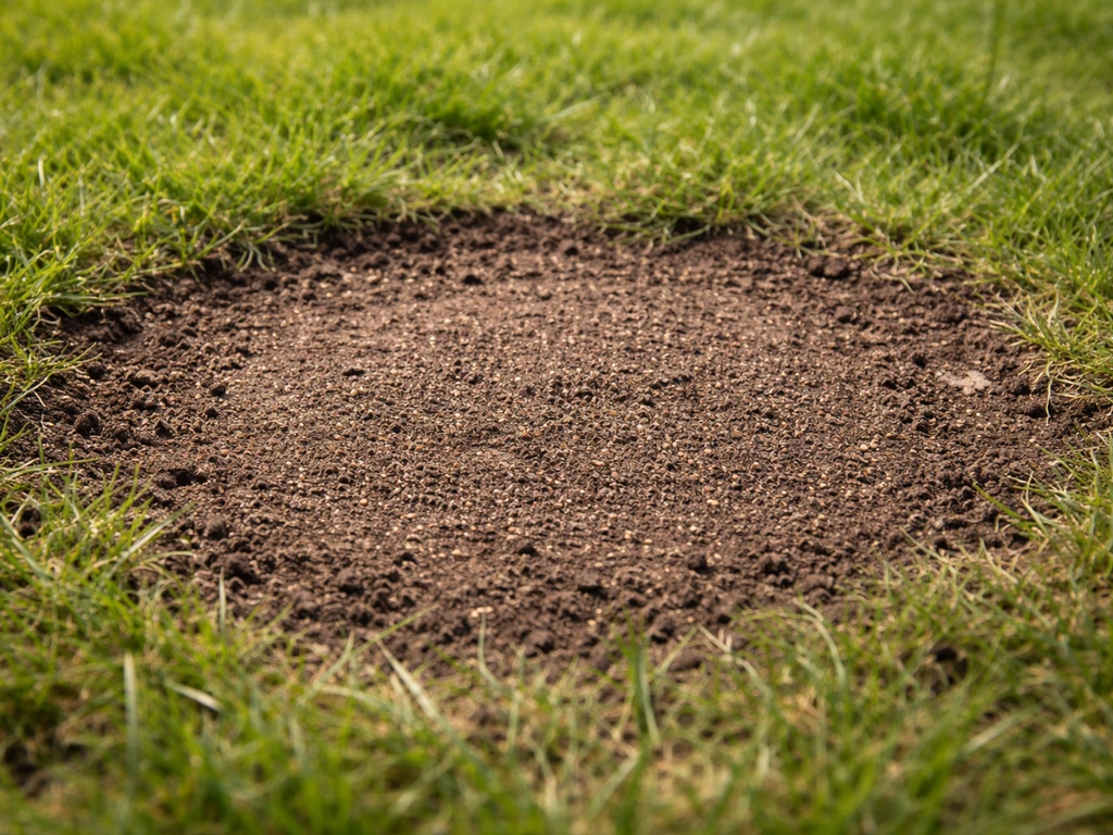 Losgeschoffelde grasbodem met ingezaaid zaad en dunne afdeklaag, klaar voor het herstel van een kale plek.