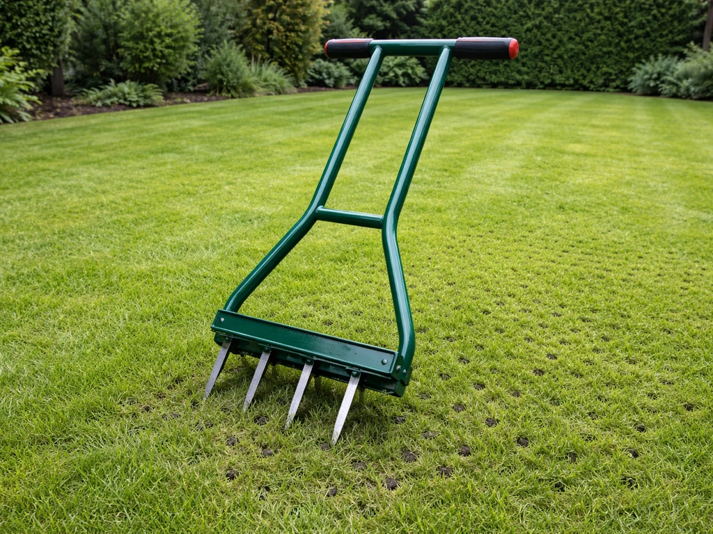 Grondluchter met holle tanden op een gazon, met kleine gaten voor lucht- en waterinfiltratie.