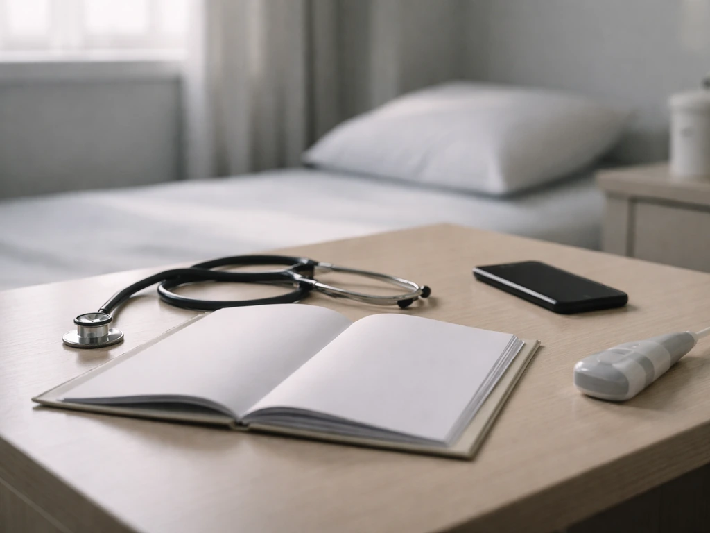 Minimal photo of a clinician’s desk setup suggesting a step-by-step medical evaluation for a suspected teratoma