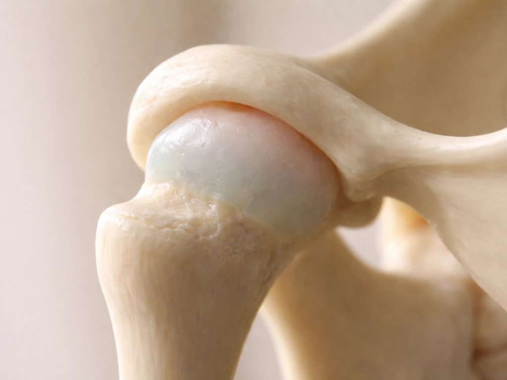 Close-up of a realistic mandibular condyle model highlighting condylar cartilage as the active growth site.