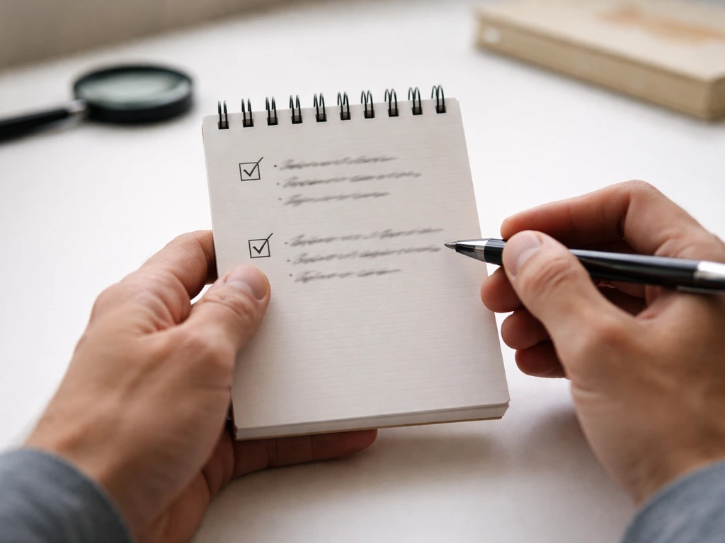 Hands holding a notepad with a simple checklist about interpreting tooth counts: at one time vs lifetime.