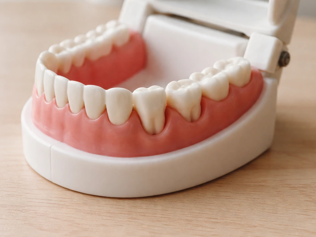 Dental jaw model with two wisdom teeth erupting close together, one partially and one more fully