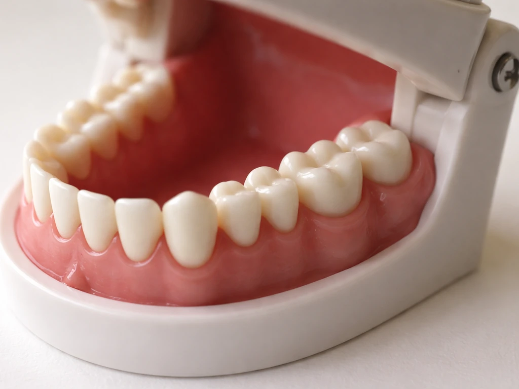 Close-up of a mouth model showing upper and lower molars, with emphasis on late-erupting wisdom teeth behind others.