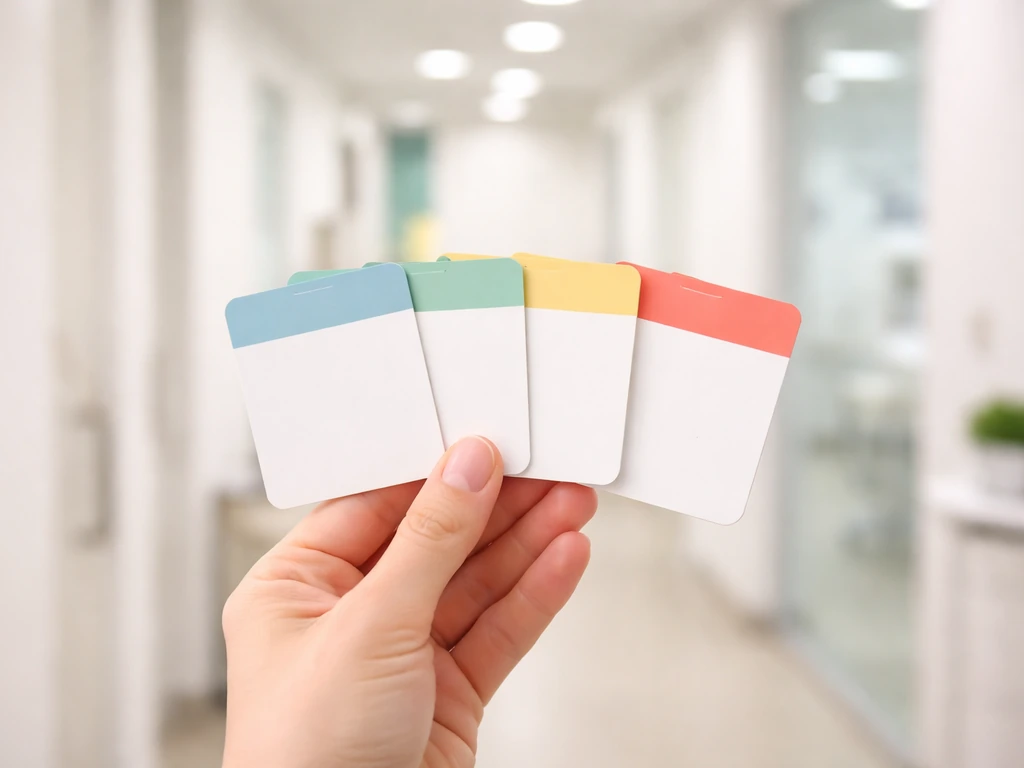 Adult hands holding blank colored calendar cards, suggesting a timeline for wisdom tooth eruption into late years.