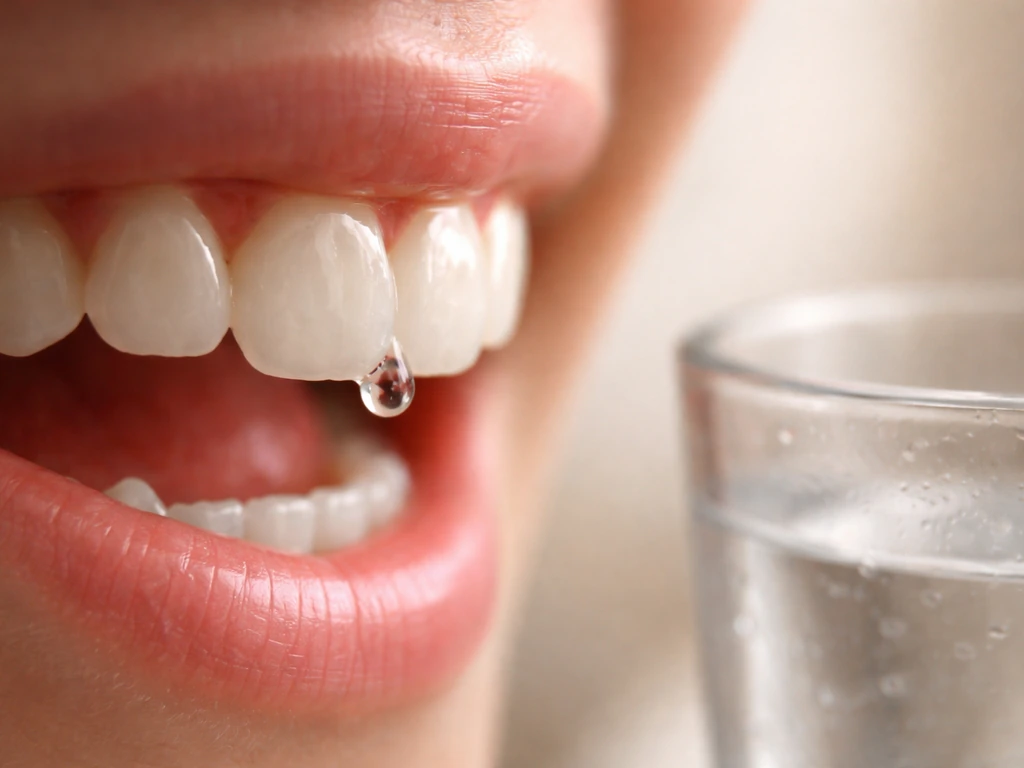 Close-up of a tooth area as cold drink touches it, suggesting quick sensitivity pain