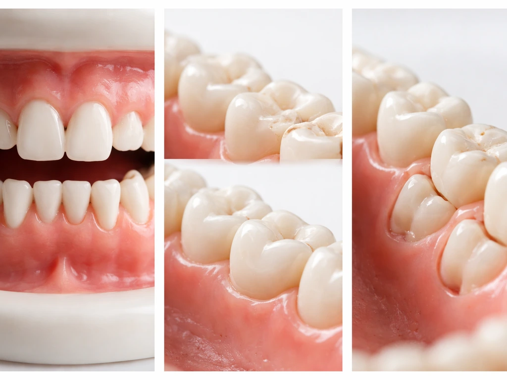 Minimal triptych-style photo showing three dental stages with no text or labels