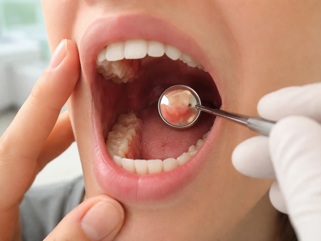 Dental exam showing partially erupting back molar area in clinic, contrasting later eruption vs normal timing.