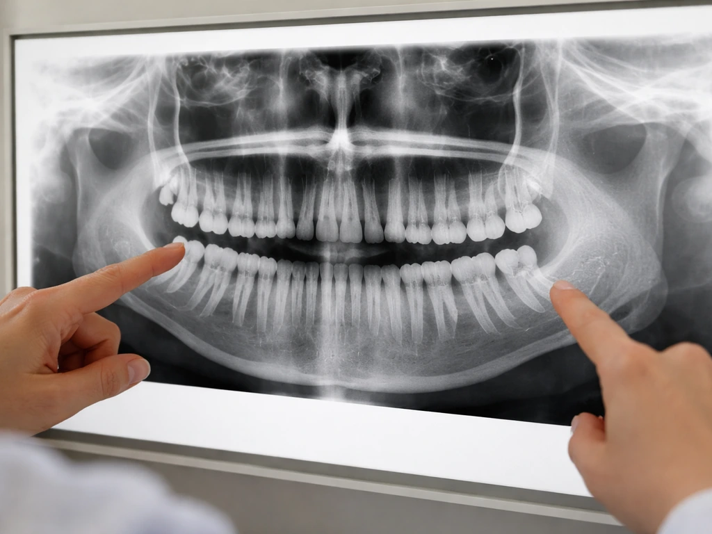 Panoramic X-ray used to evaluate wisdom tooth position and eruption.