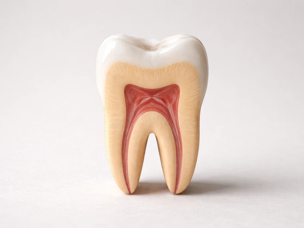 Minimal dental close-up showing enamel, dentin, and pulp layers for regrowth vs non-regrowth
