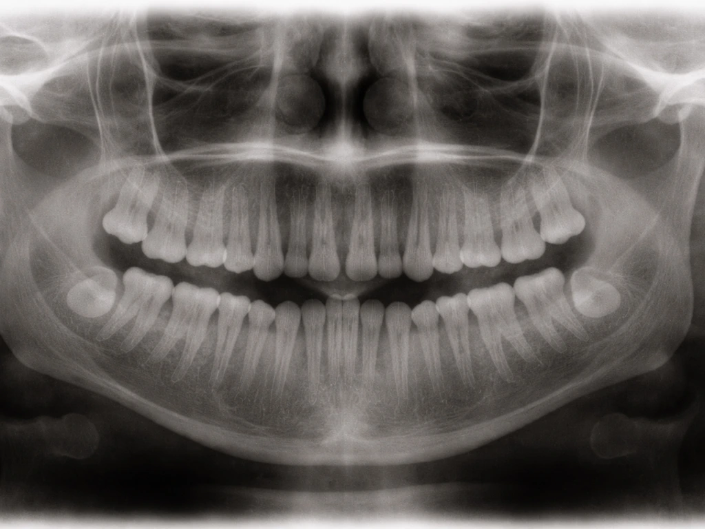 Panoramic dental X-ray view highlighting where wisdom teeth begin developing behind the molars.