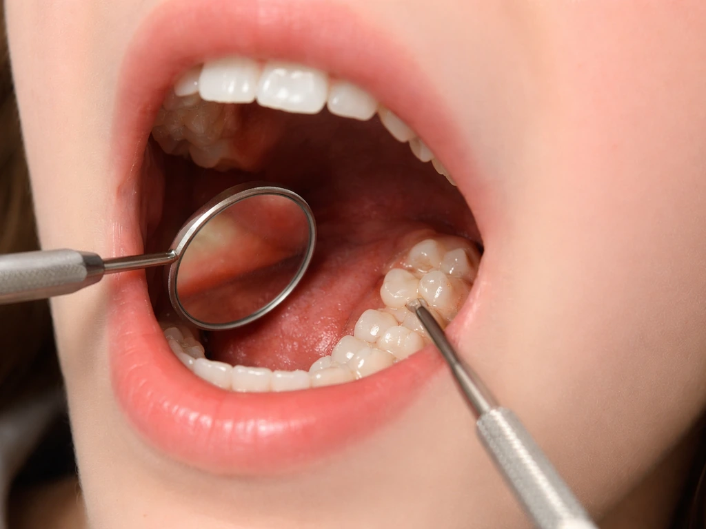 Close-up of back molars with a wisdom tooth just starting to erupt in a natural, minimal mouth view.