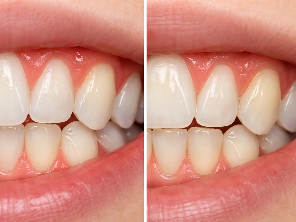 Side-by-side close-ups: inflamed swollen gums on one side, and gum recession with exposed tooth root on the other.