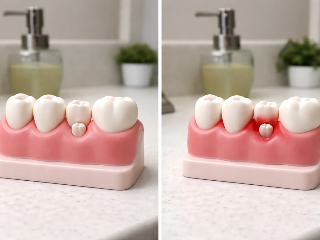 Side-by-side comparison of mild normal vs more concerning gum swelling.