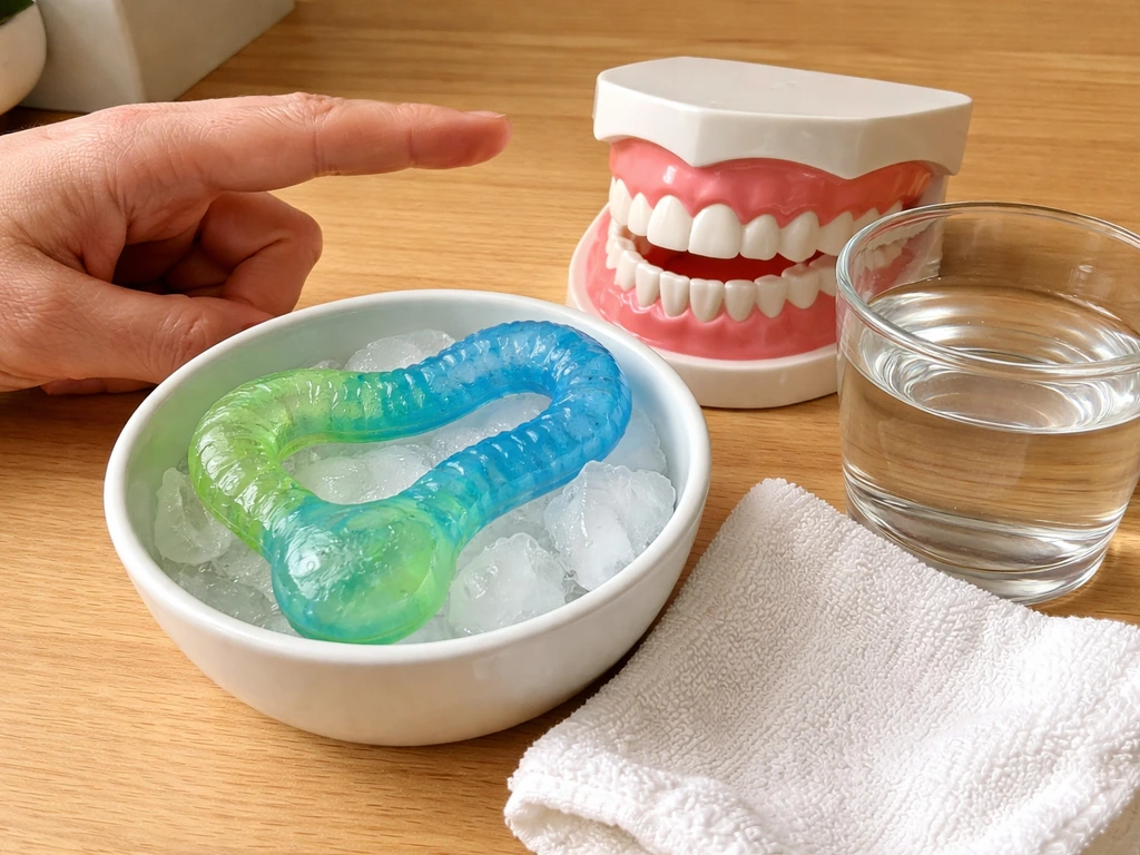 At-home relief items like a chilled teething ring and clean finger preparation.