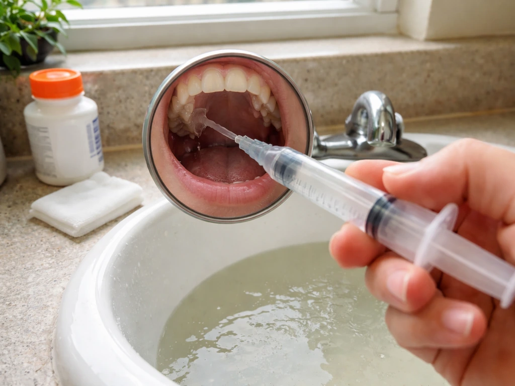 Home relief setup with gentle rinsing for wisdom-tooth eruption pain