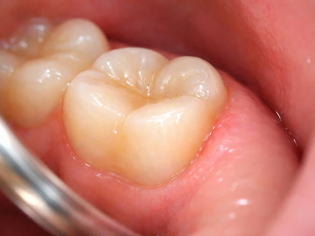 Macro view of a molar and healing gums, suggesting a tooth regrowth concept without showing any text.