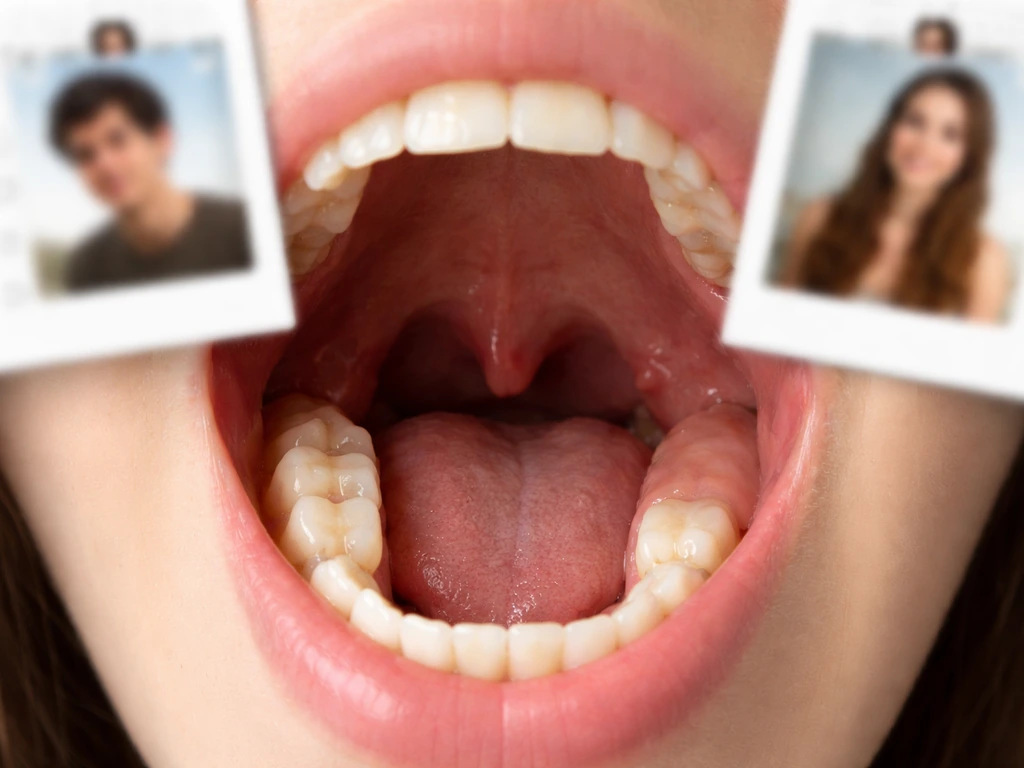 Dental view of wisdom teeth: one partially erupting molar and one gum-covered impacted tooth.