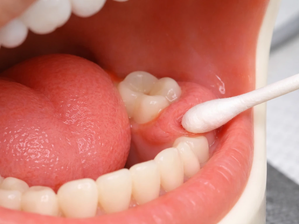 Gum tenderness area around a partially erupted wisdom tooth