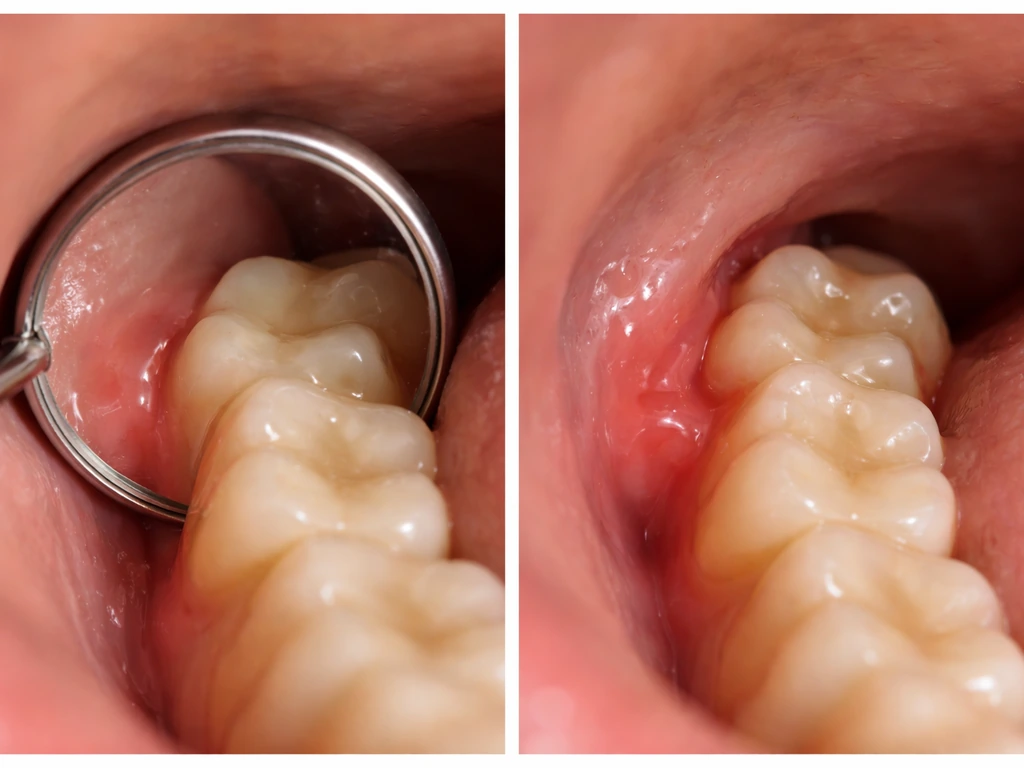 Comparing mild gum pressure over an erupting tooth vs swollen red gum flap