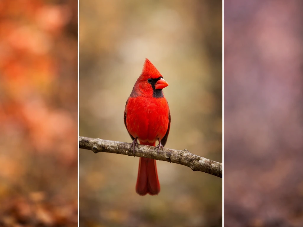 Northern Cardinal perched on a branch, shown in a minimal two-panel Virginia vs. West Virginia comparison feel.