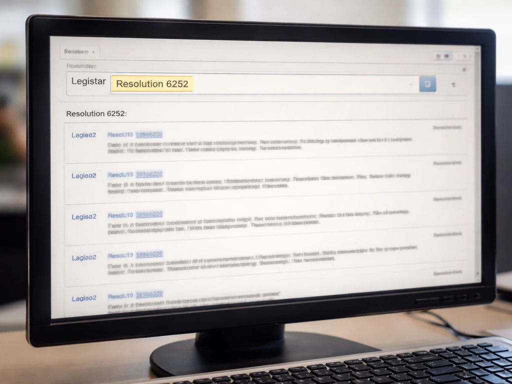 Close-up of a monitor showing Legistar results for “Resolution 6252” in Redondo Beach.