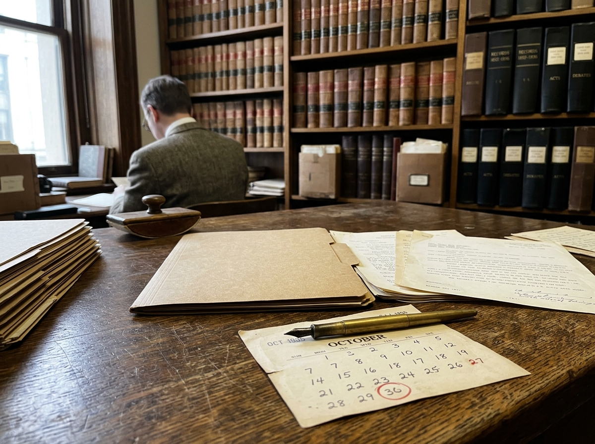 Close view of vintage paper documents and a pen evoking 1935 state-bird history