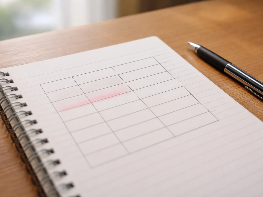 Close-up of a simple notebook page with a lined table-like layout and highlighted scientific bird name
