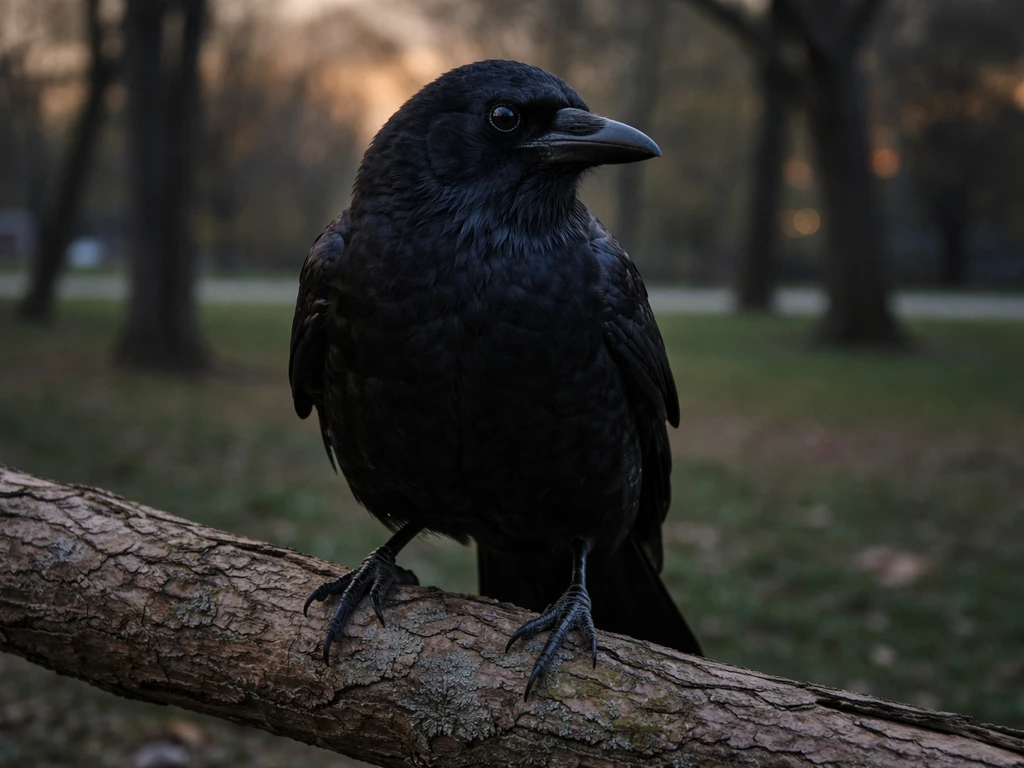 Black crow perched on a branch outdoors, highlighting whether crows are state birds.